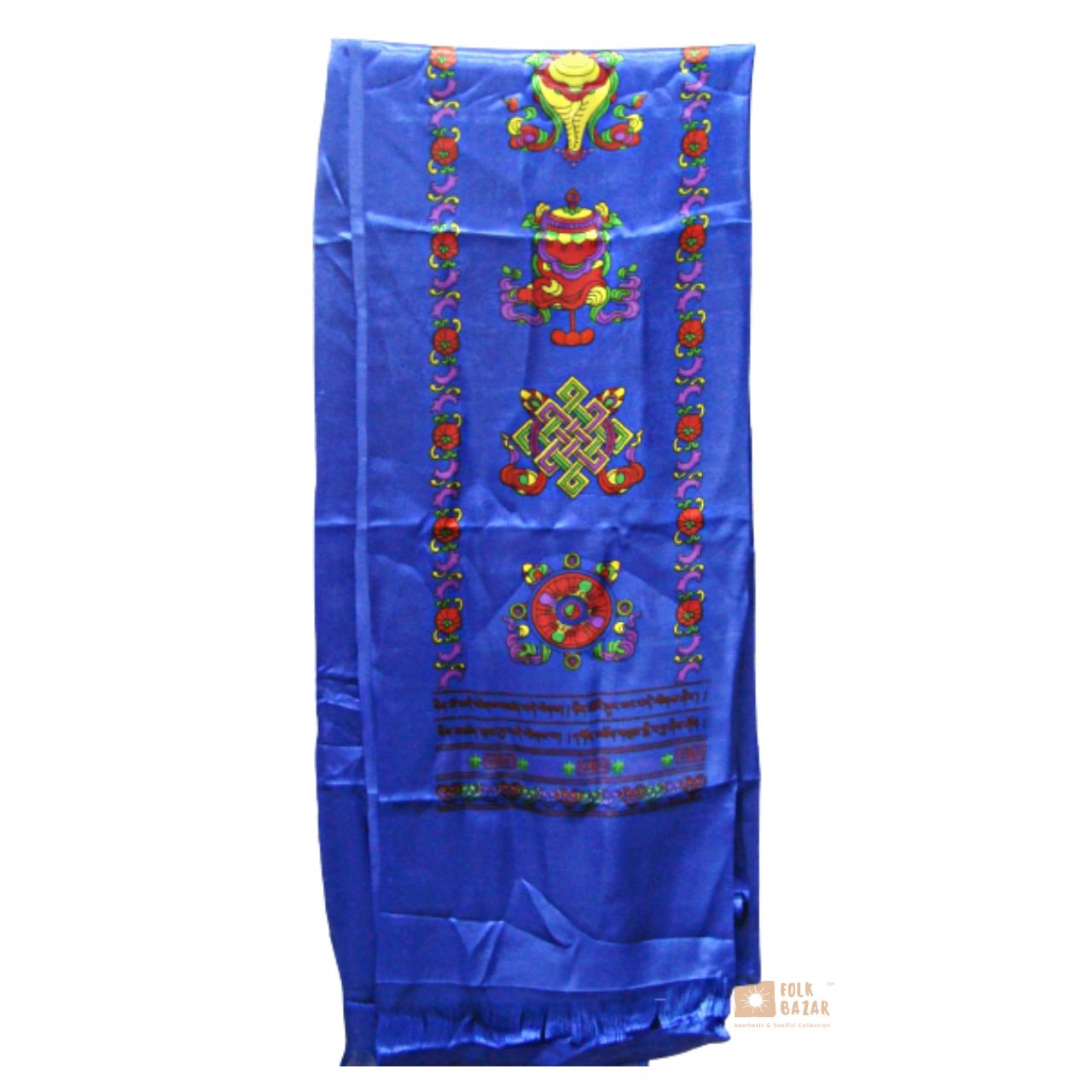 Multi-color Eight Lucky Signs Printed Khadag (1 Bapcha - 4 pcs)